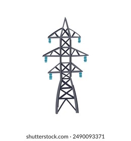 industry electric pylon cartoon. line grid, cable distribution, production ian industry electric pylon sign. isolated symbol vector illustration