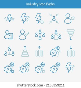 Industry Electrical Mechanical Factory Icon Set Blue Caution. Set In Order. Sort. Standarize. Shine.  Sustain.
