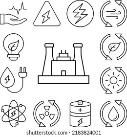 Industry, energy icon in a collection with other items