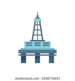 Industry energy rig icon flat vector. Oil sea. Gas drilling isolated