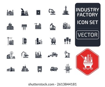 Industry And Engineer Vector Icon Set
