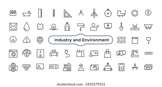 Industry and Environment Icon set. Contains such Icons as Hydroelectric Power Station, Solar Cells, Fossil Fuels and more.
