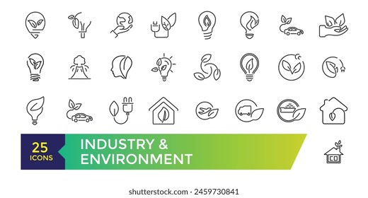 Conjunto de iconos de industria y medio ambiente. Colección de íconos simples lineales como Ambiental.