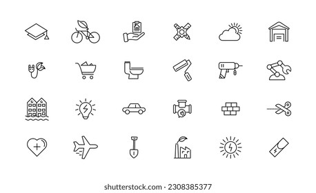 Industry and Environment icons. Thin line icons collection. Vector illustration.
