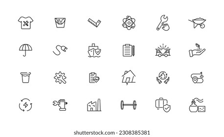 Industry and Environment icons. Thin line icons collection. Vector illustration.
