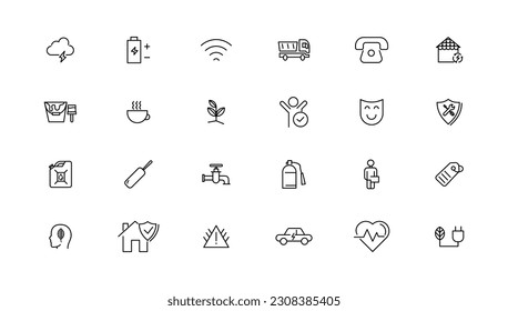 Industry and Environment icons. Thin line icons collection. Vector illustration.
