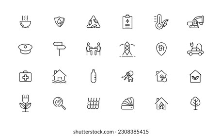 Industry and Environment icons. Thin line icons collection. Vector illustration.
