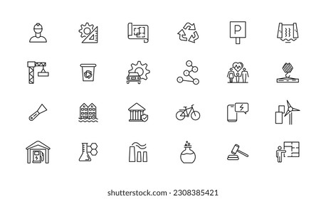 Industry and Environment icons. Thin line icons collection. Vector illustration.
