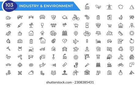 Industry and Environment icons. Thin line icons collection. Vector illustration.
