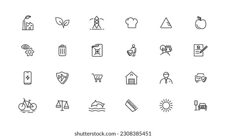 Industry and Environment icons. Thin line icons collection. Vector illustration.
