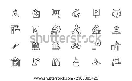 Industry and Environment icons. Thin line icons collection. Vector illustration.
