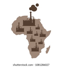 Industry and factory in Africa. Production, work, and manufacturing - industrialization of African continent. Vector illustration