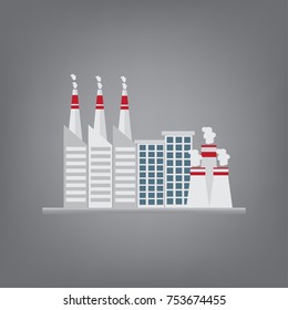 Industry factory building, vector illustration.