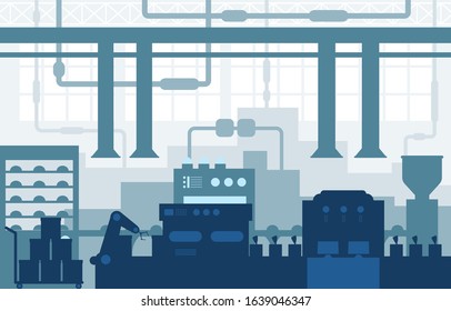 Industry Factory Concept Conveyor Automatic Production Robotic Assembly Illustration