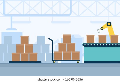 Industry Factory Concept Conveyor Automatic Production Robotic Assembly Illustration