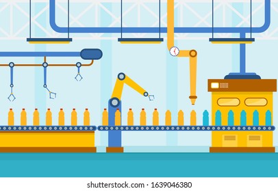 Industry Factory Concept Conveyor Automatic Production Robotic Assembly Illustration