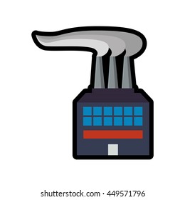 Industry and factory concept represented by plant building with smoke icon. Isolated and flat illustration 