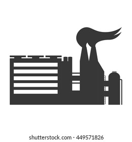 Industry and factory concept represented by plant building with smoke icon. Isolated and flat illustration 