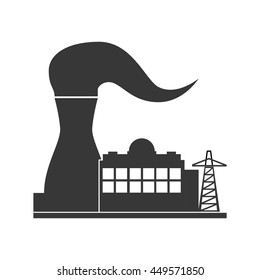 Industry and factory concept represented by plant building with smoke icon. Isolated and flat illustration 
