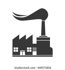 Industry and factory concept represented by plant building with smoke icon. Isolated and flat illustration 