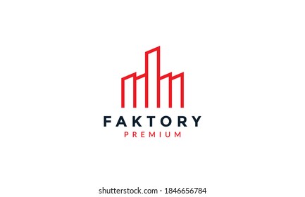 fábrica industrial con vector de logotipo de dedo