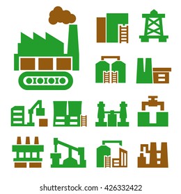 industry, factory icon set