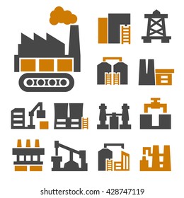 industry, factory icon set