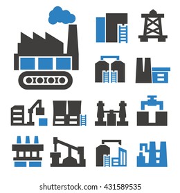 industry, factory icon set