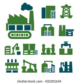 industry, factory icon set