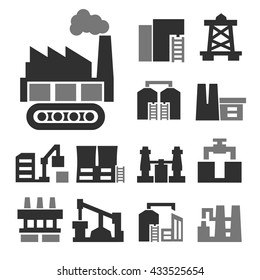 industry, factory icon set
