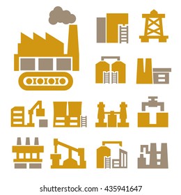 industry, factory icon set