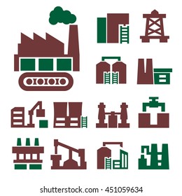 industry, factory icon set