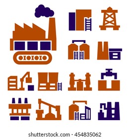 industry, factory icon set
