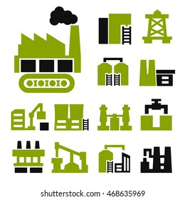 industry, factory icon set