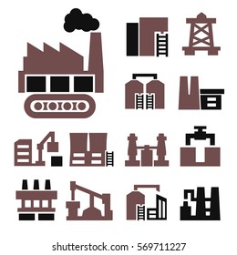 industry, factory icon set