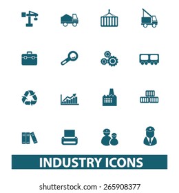industry, factory icons, signs, illustrations design concept set for appliciation, website, vector on white background