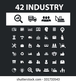 Industry, factory, industrial icons & signs concept vector set for infographics, website