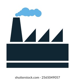 Industry Factory manufactory power electricity building Vector Icon, Factory Illustration with Chimney Smoke, and Building Details, Business Manufacturing, Industrial Design, and Graphics