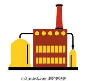 Industry Factory multicolor Vector City silhouette object element retro of isolated item on a white background