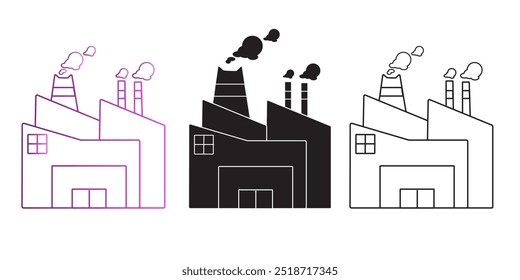 industry factory outline icon and illustration