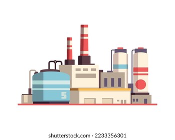 Industry factory pollution composition with industrial view of plant modern buildings vector illustration