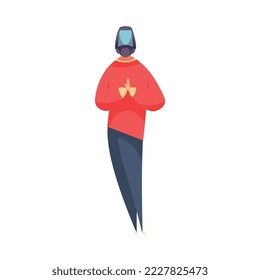 Industry factory pollution composition with isolated doodle style human character of affected person vector illustration