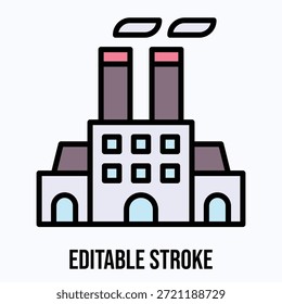 Producción de la fábrica de la industria Vector aislado Icono de estilo de color lineal Trazo editable