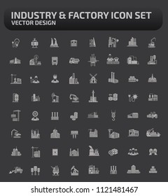 Industry and factory vector icon set