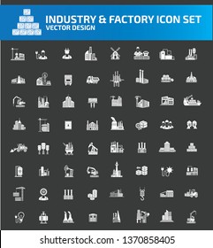 Industry and factory vector icon set