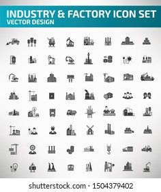 Industry and factory vector icon set