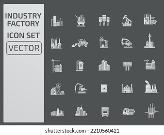 Conjunto de iconos de la industria y del vector de fábrica