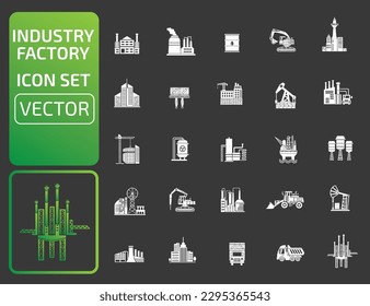Conjunto de iconos de la industria y del vector de fábrica