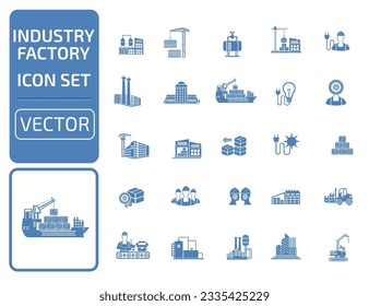 Industry And Factory Vector Icon Set Design