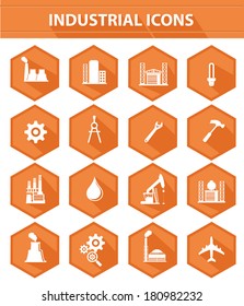 Industry flat icons,Orange version,vector